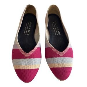 Kelly & Katie Jayde Knit Pointed Toe Flats Women’s 7 Striped Slip On